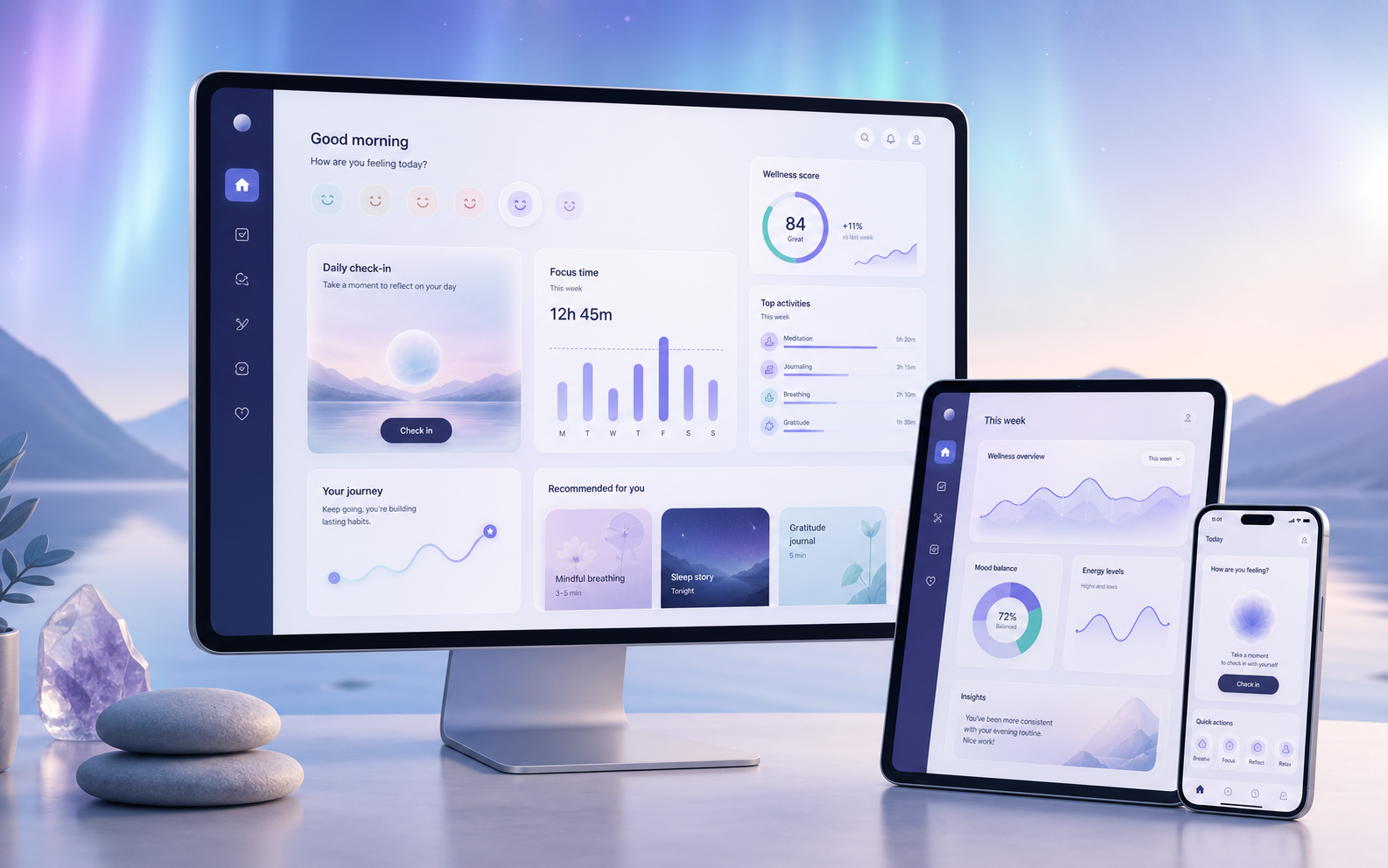 Coachable software across phone, tablet, and desktop