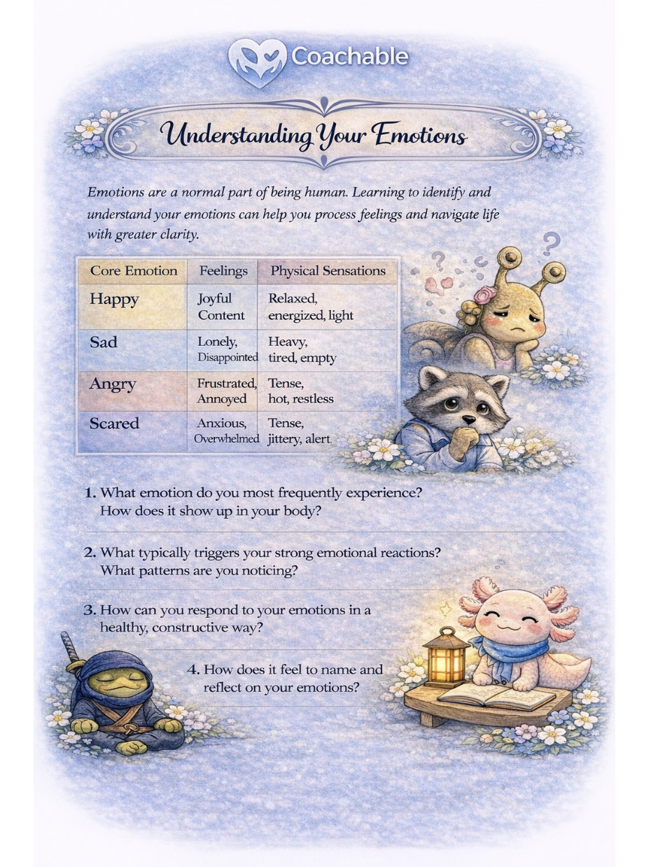Understanding Emotions Workheet preview